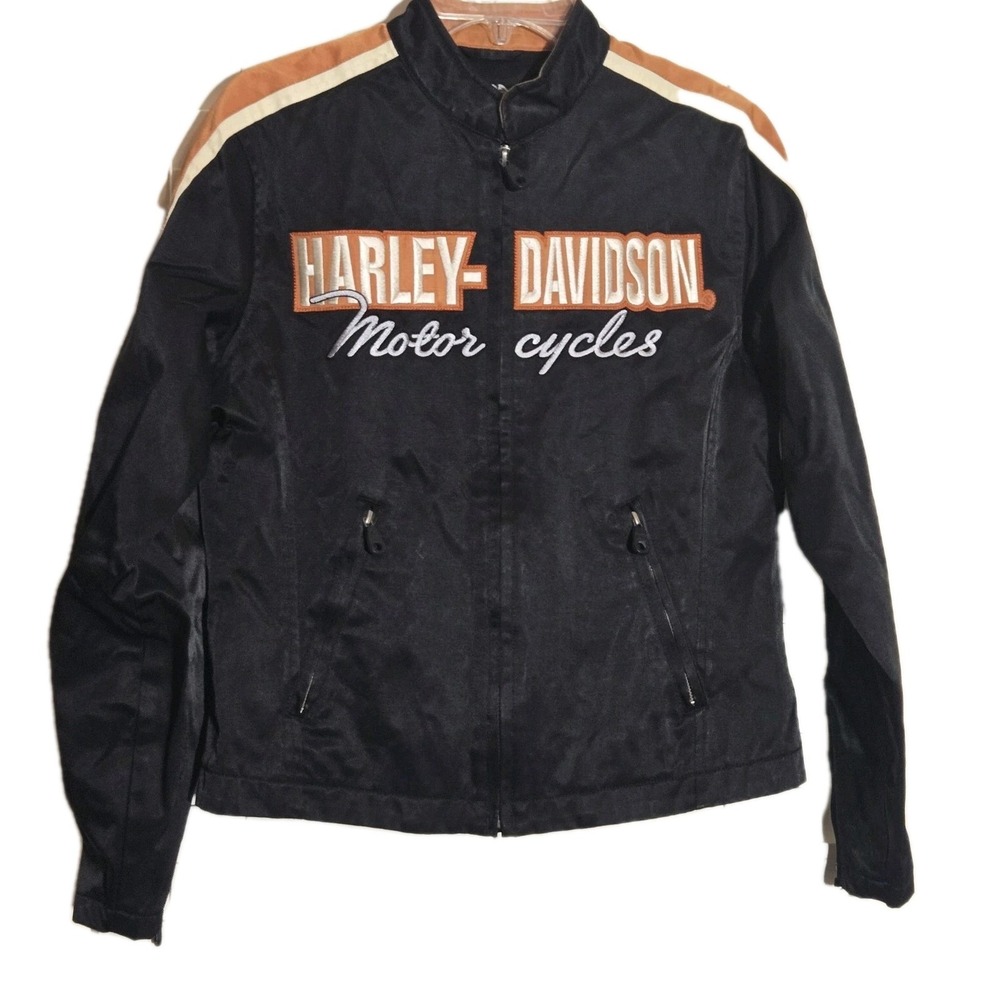 Harley-Davidson Womens Black Racing Stripe Riding Jacket 98147-03VW Medium